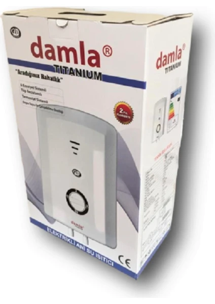 Damla 7500W Elektrikli Şofben Bakır Rezistans Kompakt Tasarım CE Sertifikalı