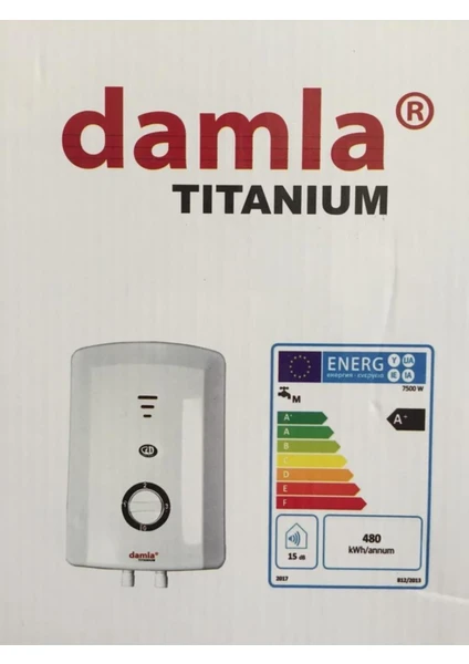 Damla 7500W Elektrikli Şofben Bakır Rezistans Kompakt Tasarım CE Sertifikalı