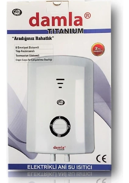 Damla 7500W Elektrikli Şofben Bakır Rezistans Kompakt Tasarım CE Sertifikalı - Teknokal