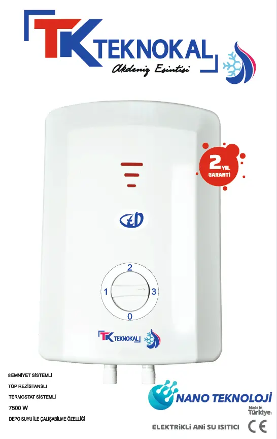 Teknokal Elektrikli Şofben | Bakır Rezistans ve Nano Teknoloji - Teknokal