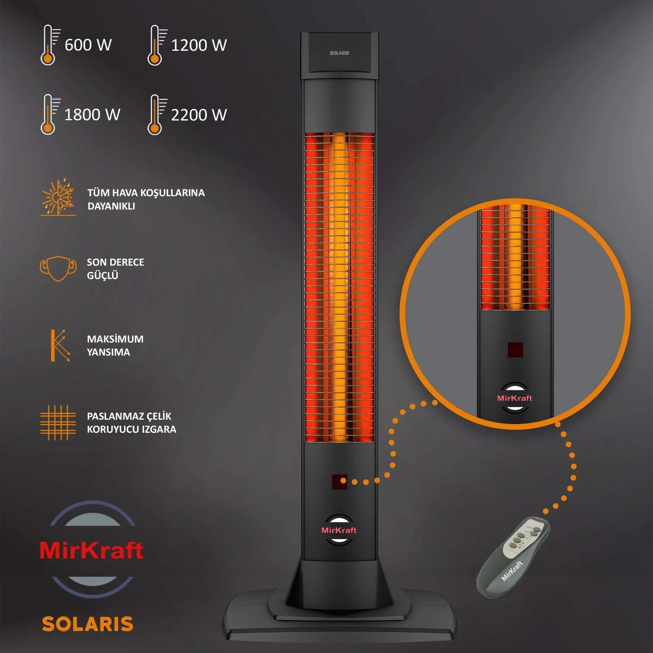 MirKraft Solaris 2200 Yüksek Verimli Karbon Infrared Isıtıcı