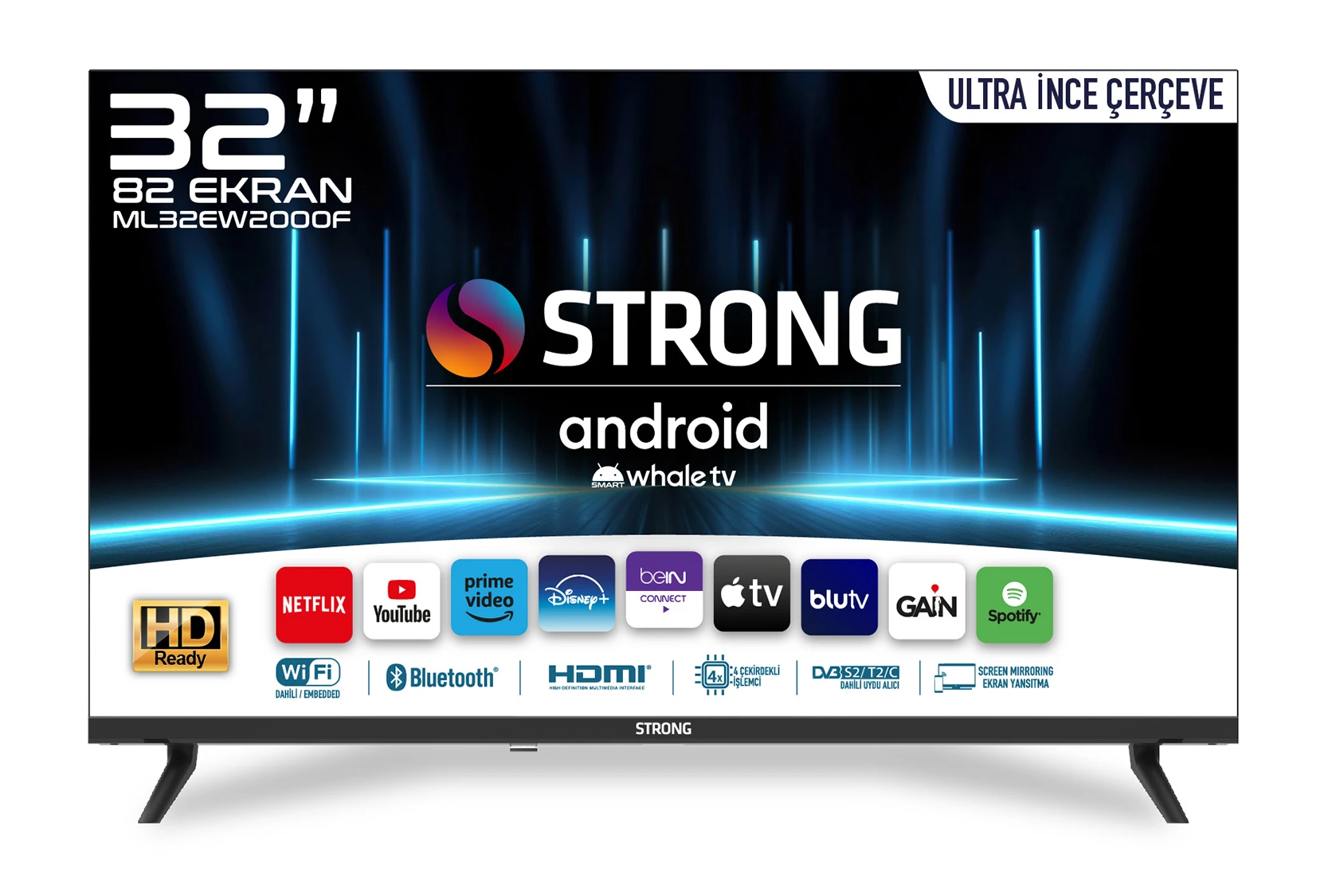 STRONG ML32EW2000F 32'' 82cm Frameless HD Ready Whale TV LED - Teknokal