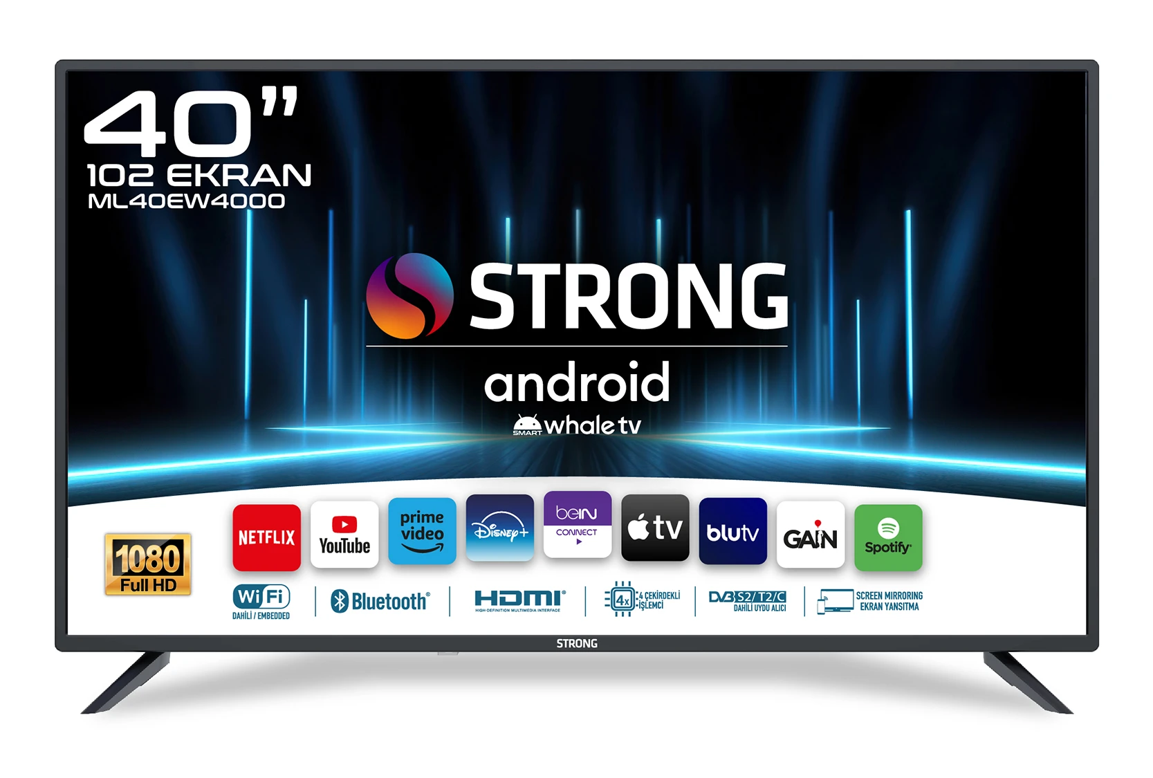 STRONG ML40EW4000 40'' 102cm Ekran Full HD Uydu Whale TV LED - Teknokal
