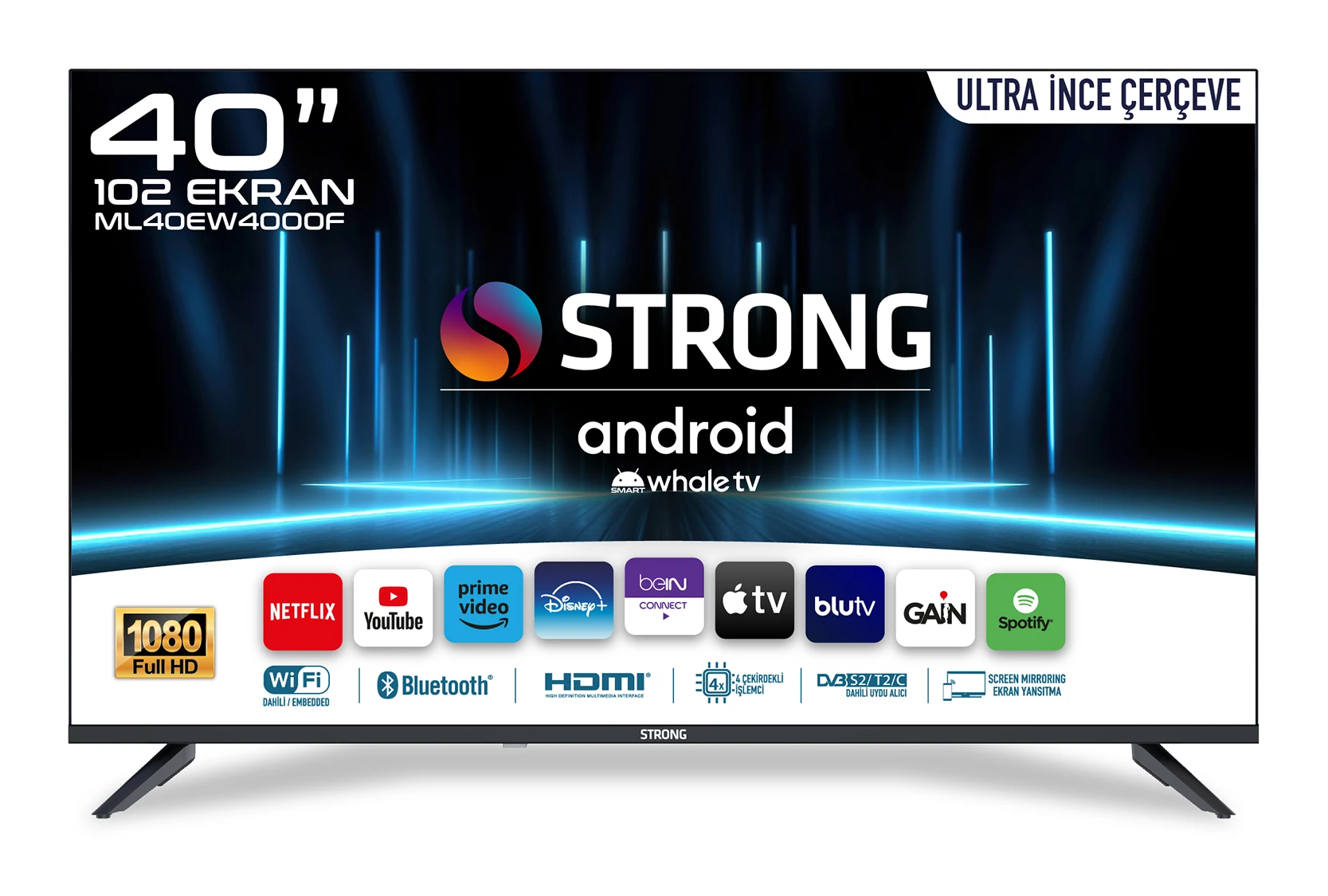 STRONG ML40EW4000F 40'' 102cm FRAMELESS Full HD Whale TV LED - Teknokal