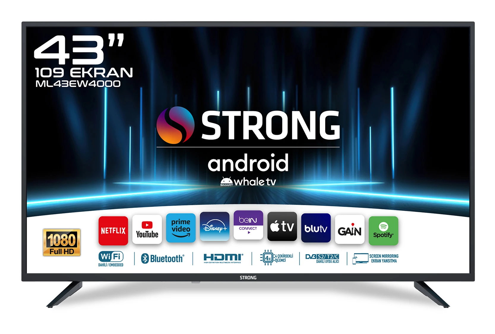 STRONG ML43EW4000 43'' 109cm Ekran Full HD Uydu Alıcılı Whale TV LED - Teknokal