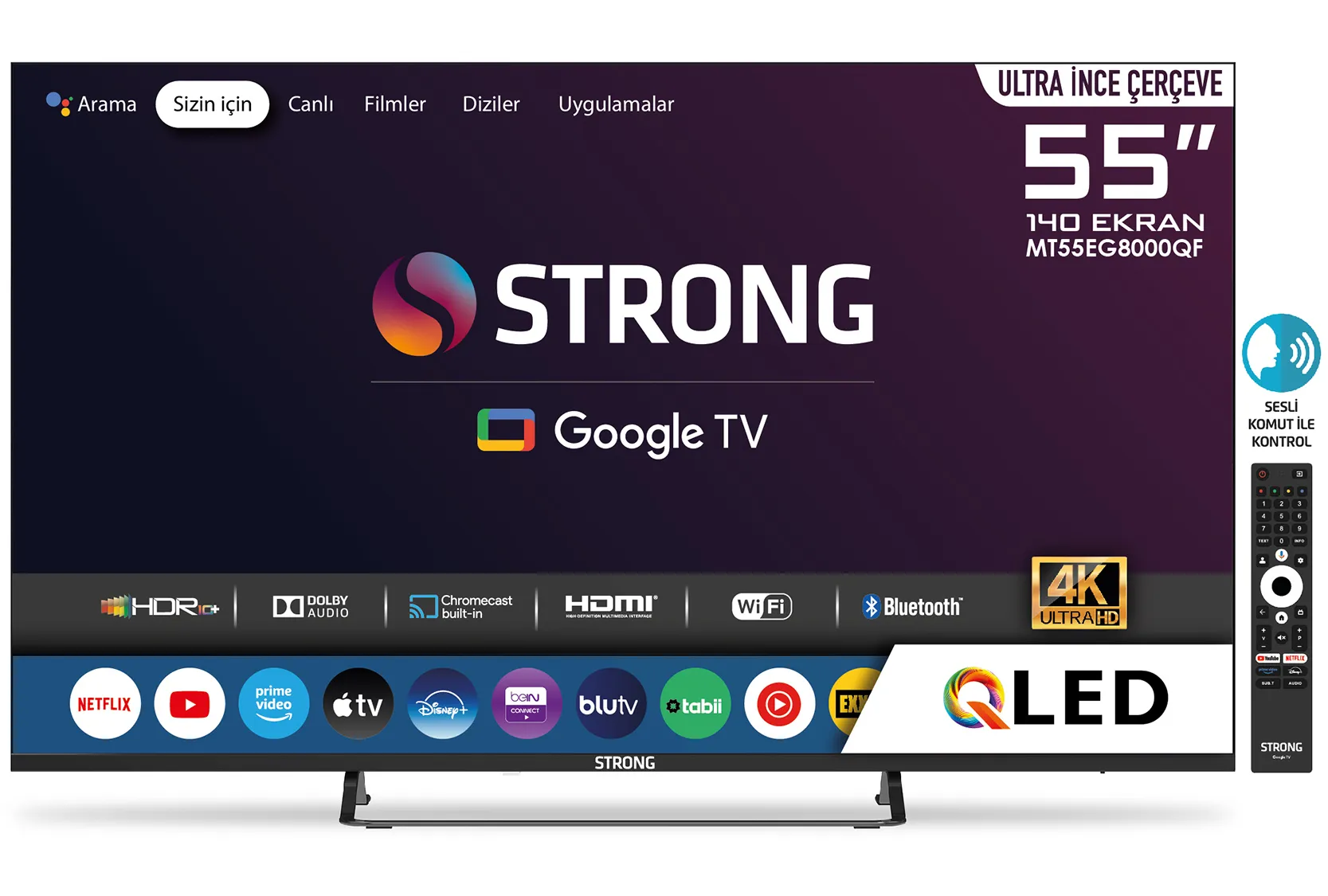 STRONG MT55EG8000QF 55'' 140cm Ekran FRAMELESS QLED 4K Ultra HD Google TV - Teknokal