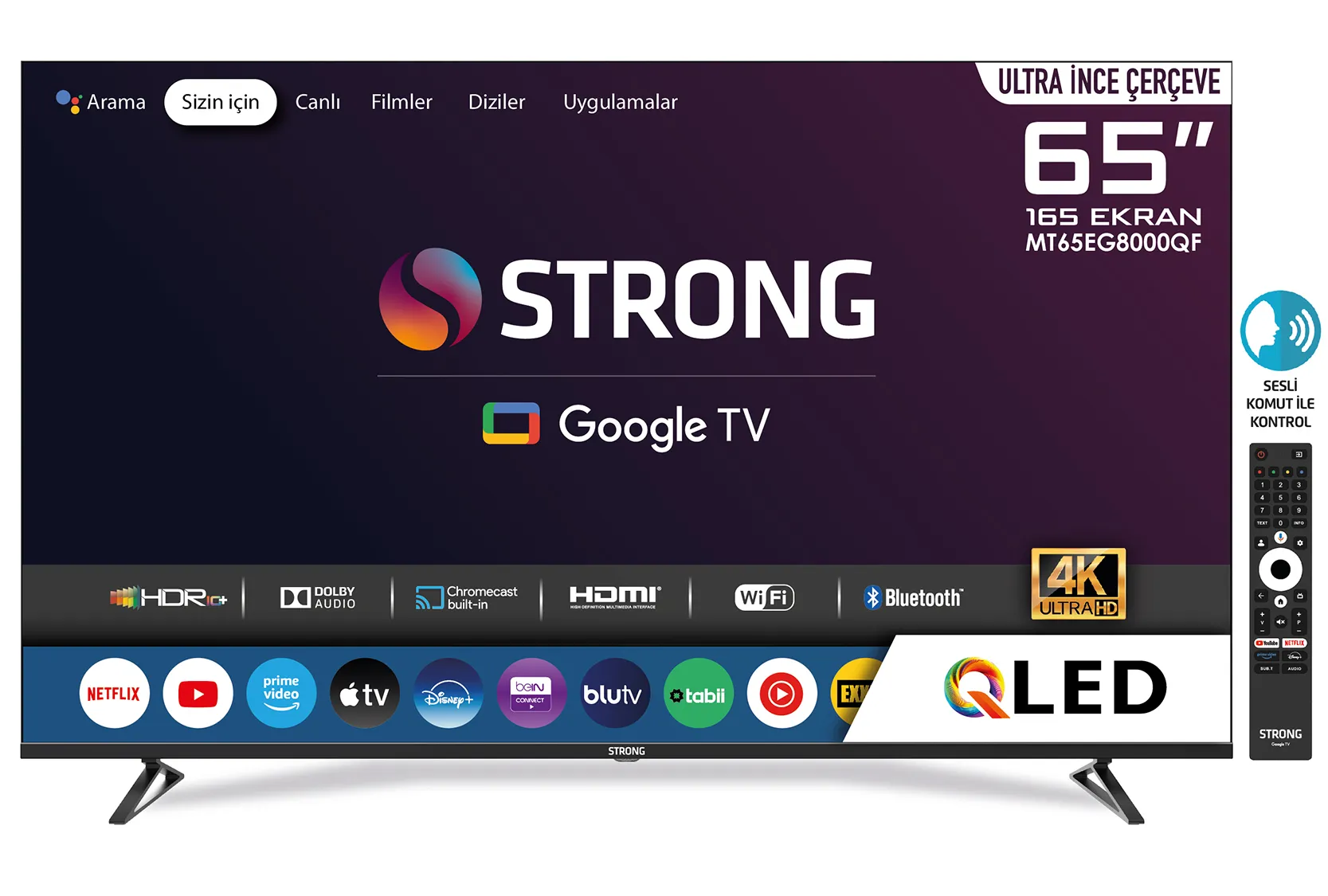 STRONG MT65EG8000QF 65'' 165cm Ekran FRAMELESS QLED 4K Ultra HD Google TV - Teknokal