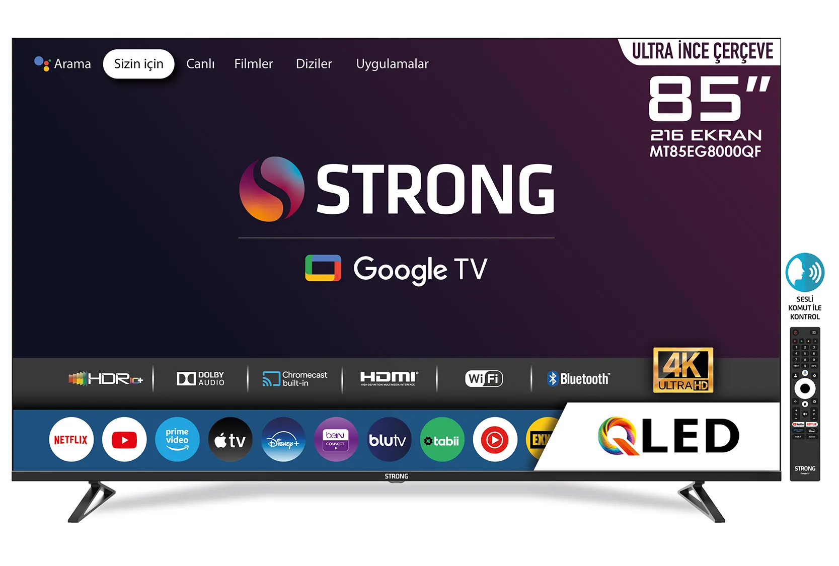 STRONG MT85EG8000QF 85'' 216cm Ekran FRAMELESS QLED 4K Ultra HD Google TV - Teknokal